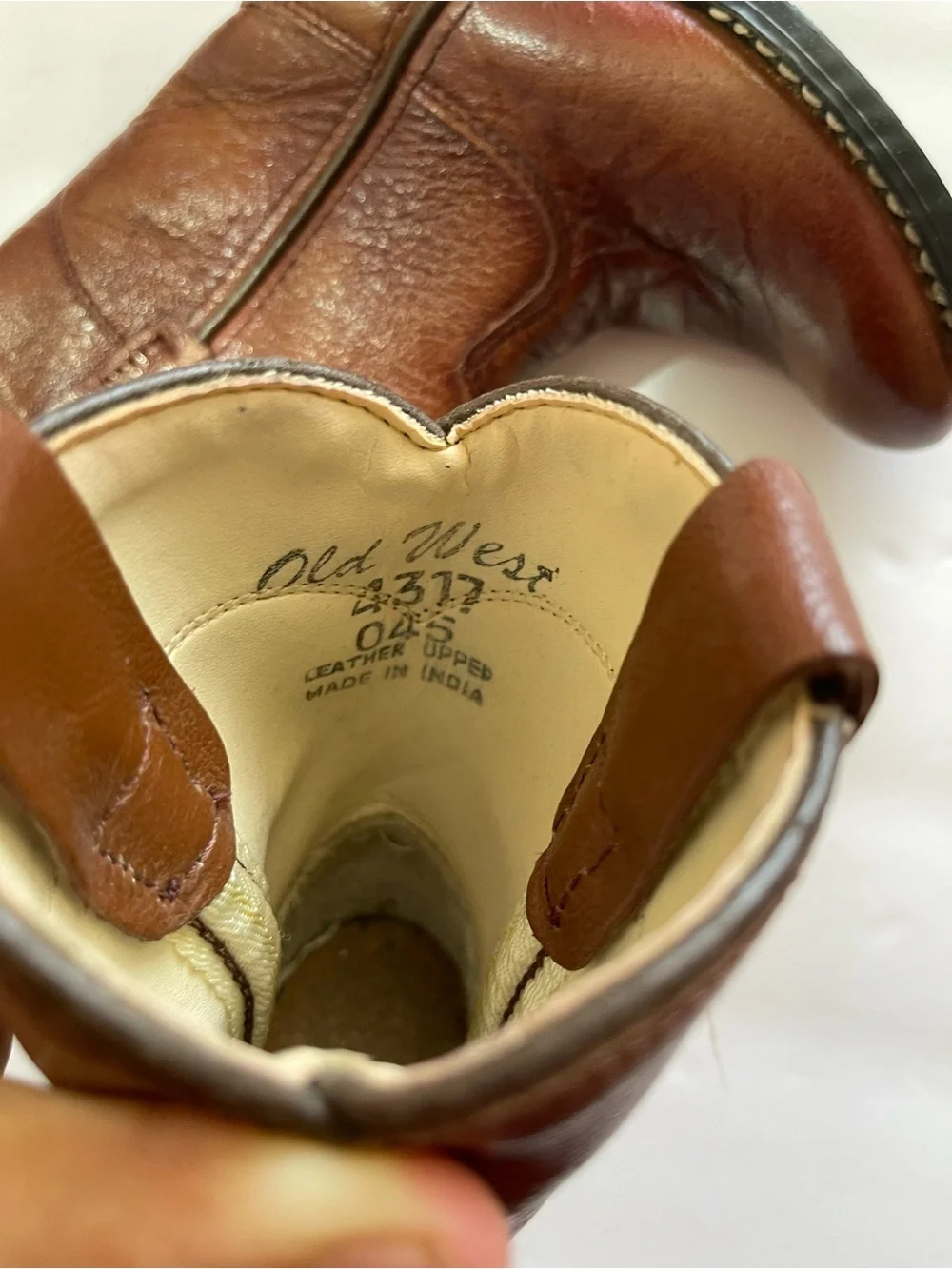 Old West Boy’s Chestnut Brown Leather Cowboy Boots